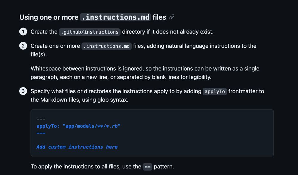 Github agent custom instruction example.