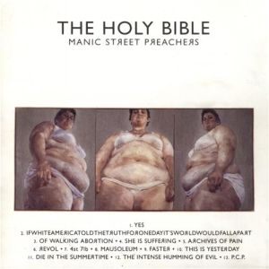 The cover of The Holy Bible by Manic Street Preachers, featuring a triptych of paintings by Jenny Saville.
