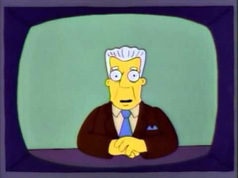 Image of Kent Brockman on TV in the Simpsons