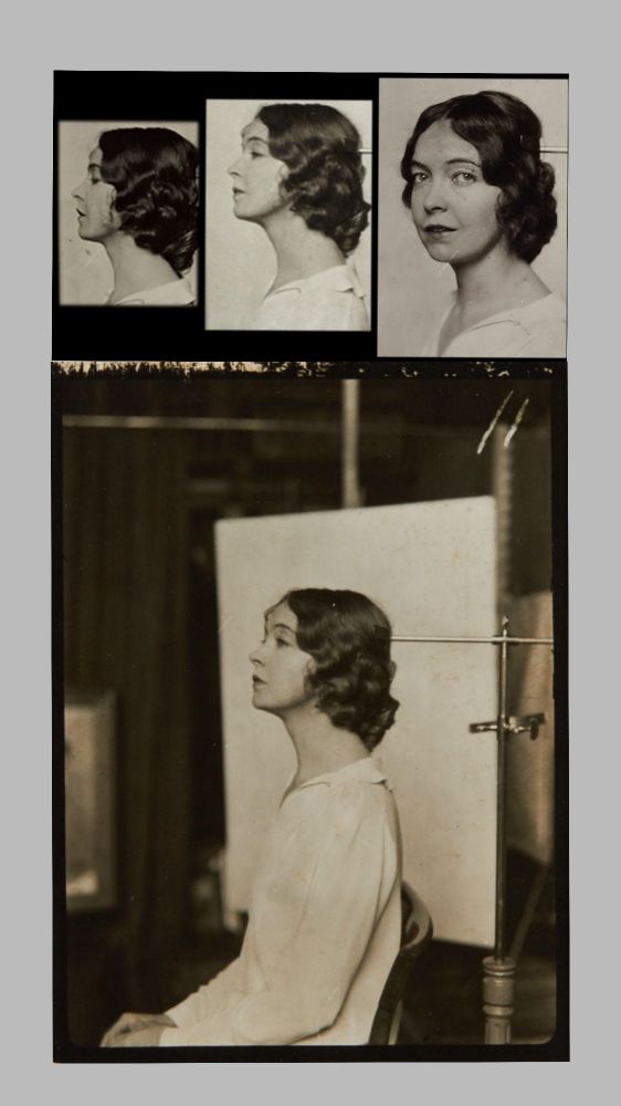 📷 Emil Orlik
There's evidence for at least four photographs that Orlik took of Lillian Gish where she is sitting side on to the camera and where we see her head supported by a piece of equipment that presumably was used when photographs required long exposure times, but that wouldn't have been the case here and anyway it is not hidden. Orlik is known as an artist rather than a photographer but I haven't found any paintings or drawings of Gish either that might explain this arrangement, so I'm left with this interestingly odd set up that I'll assume was the point. I have put one image of three head shots (already online) above a full photograph (one of two available online) of Gish seated. 