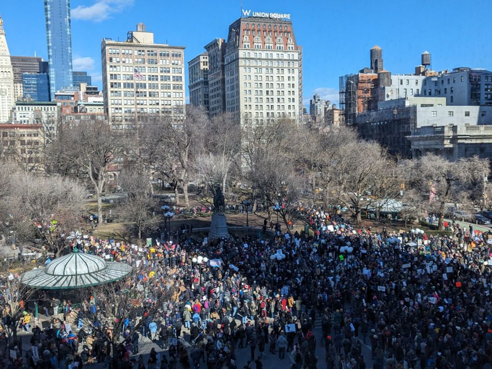 People rallying in Union Square NYC