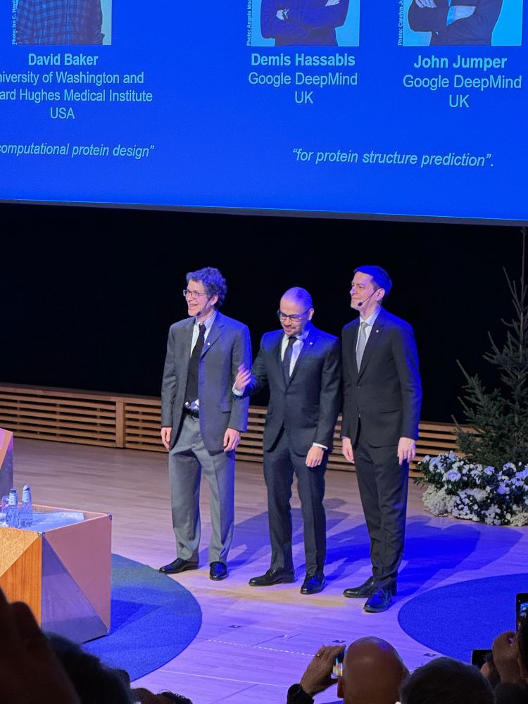 Nobel Laureates in Chemistry David Baker, Demis Hassabis, and John Jumper