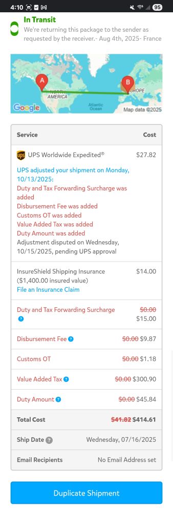 Screenshot of the second returned package 