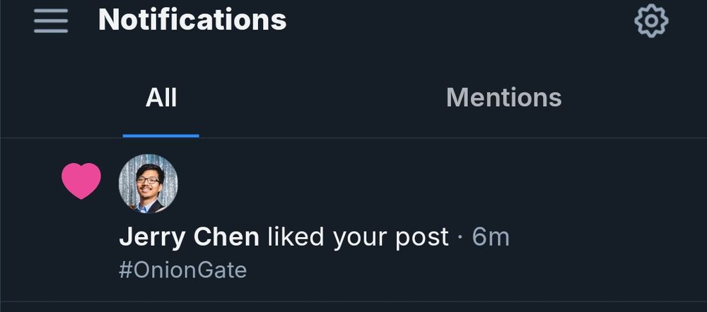 A screenshot taken to prove that Jerry Chen liked a reply of mine.. 