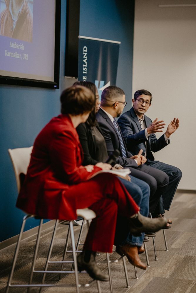 University of Rhode Island’s Dr. Ambarish Karmalkar (speaking) with fellow panelists at the Equity on the Table conversation