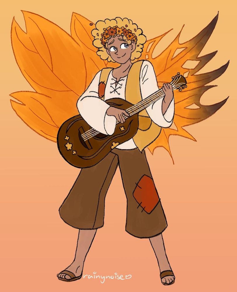 Ike! A joyful autumn fairy bard who's a bit clumsy at times, but a great voice of reason!