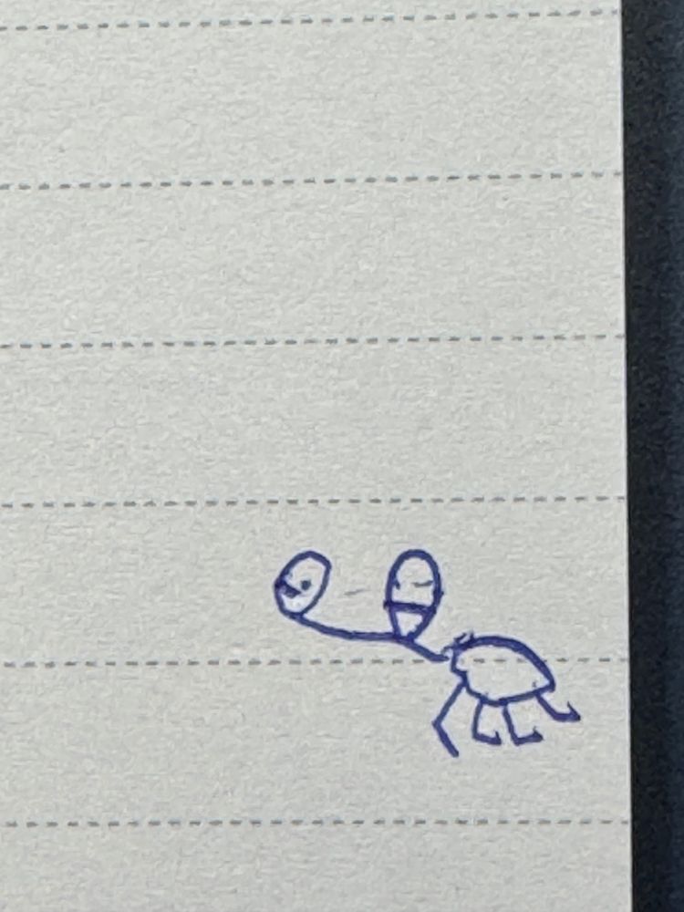 A picture of a 2-headed monster drawn by an 8-year-old.