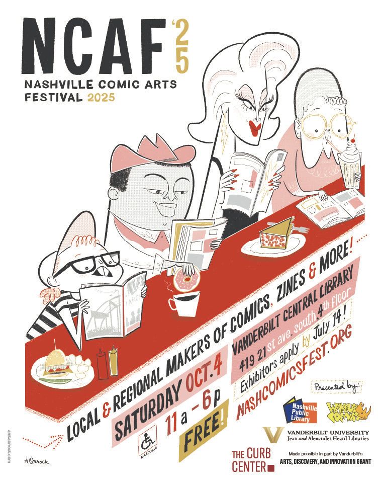 Nashville, get ready for the @nashvillecomicartsfestival. Mark your calendars, it's on Saturday, Oct. 4, from 11AM-6PM. 

Meet real-life cartoonists, graphic novelists, artists and publishers from Nashville to NYC and beyond, plus our special guests @kaydavault @precious.rubbish and @freebensears. Head to @nashvillecomicartsfestival for more information! Poster by 
@anikadrawls