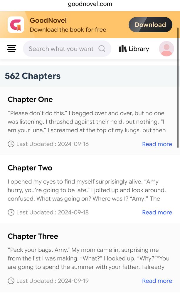 The good novel page for Shifted Fate where you can see the date she posted the first chapter was September of 2024. 