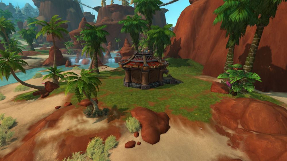 Desert island themed Horde housing plot in World of Warcraft