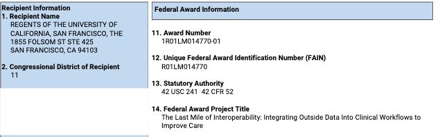 NLM R01 Notice of Award
