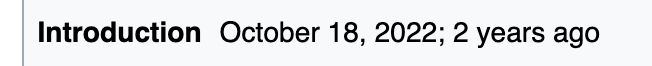 "Introduction October 18, 2022; 2 years ago"