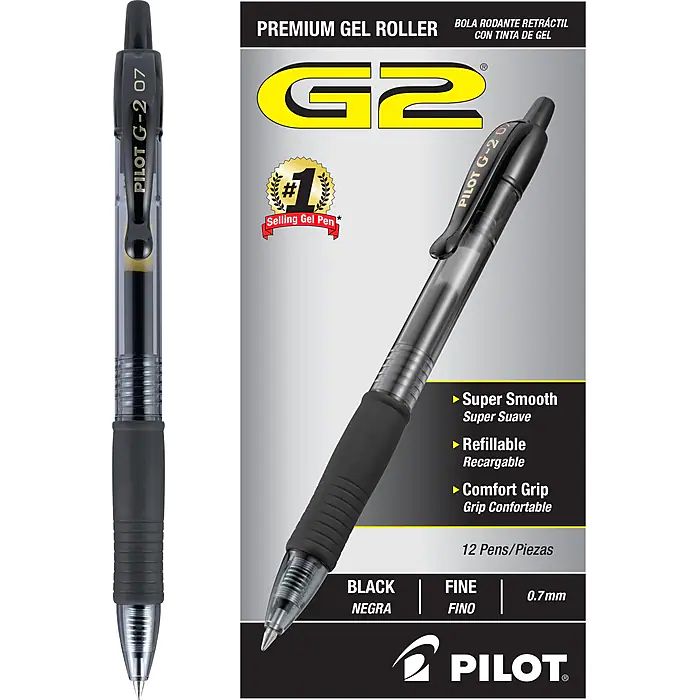 a photo of the black G2 pilot pen