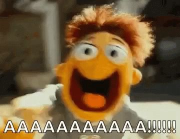 Muppet running away screaming.