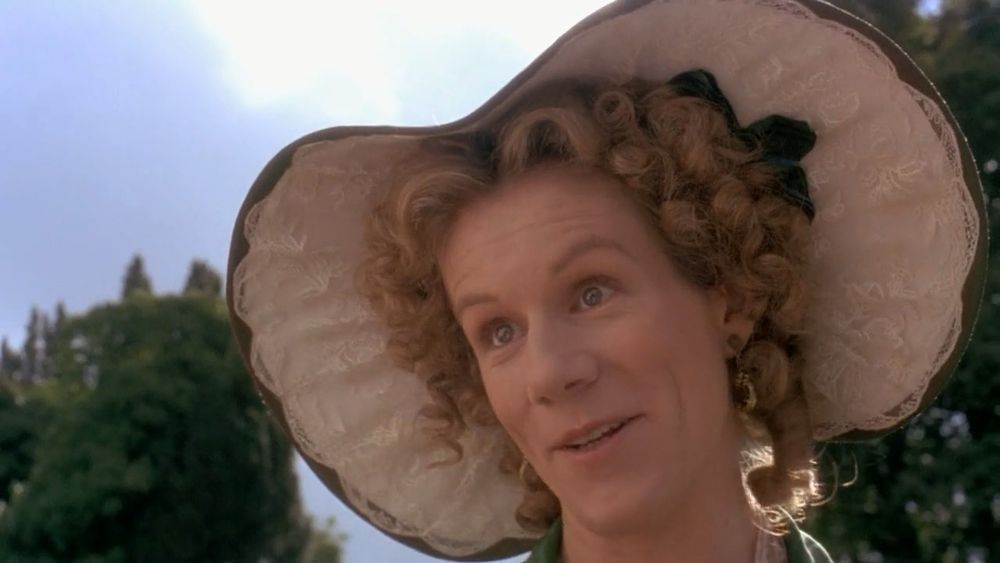 Still from the movie Emma showing Juliet Stevenson as Mrs Elton