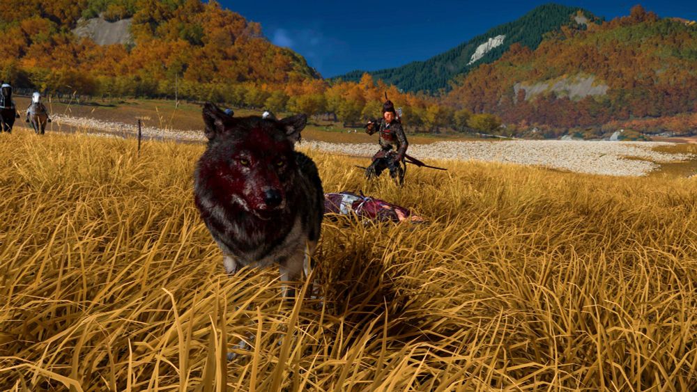 Atsu with wolf and a corpse