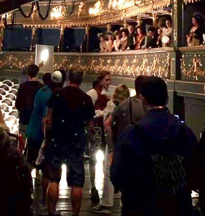 Sam in the 1700’s harlequin outfit that definitely got someone fired for leaking this 