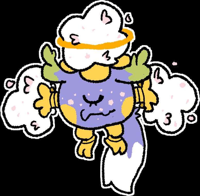 An Angelic jumpluff!! with goldengo features and a fluffy tail