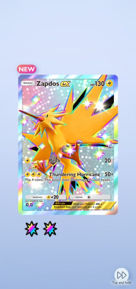 zapdos shiny full art from pokemon pocket 