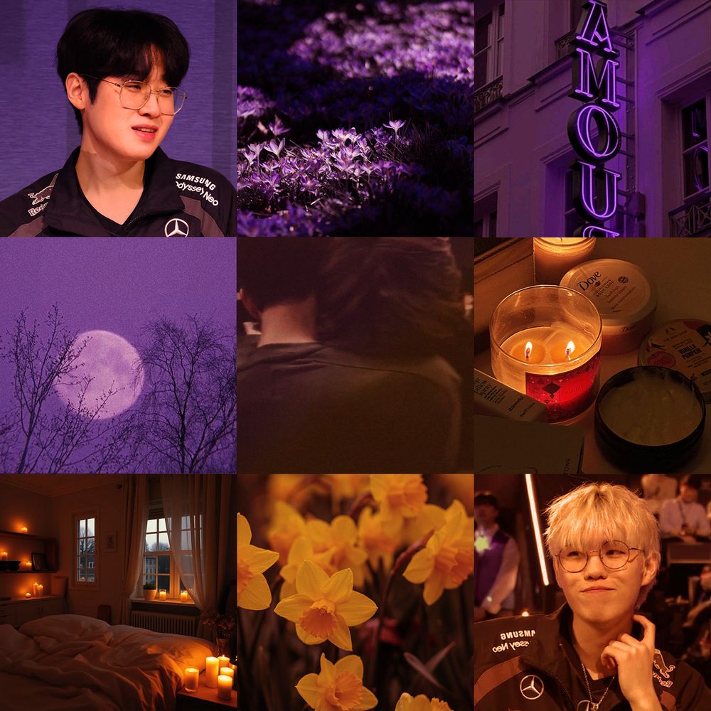 Moodboard of 9 pictures edited to fit the fic's theme.
