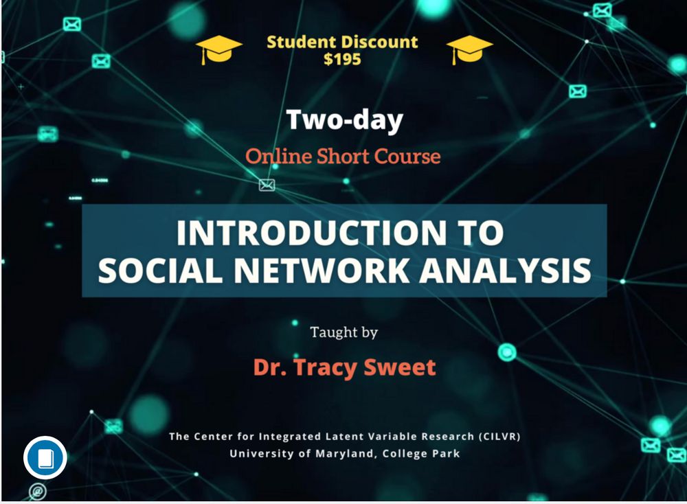 Two-day online short course: Introduction to Social Network Analysis taught by Tracy Sweet. $395 and $195 student discount!