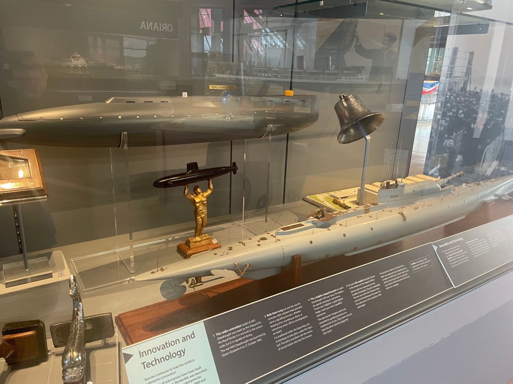 Models of various submarines. 