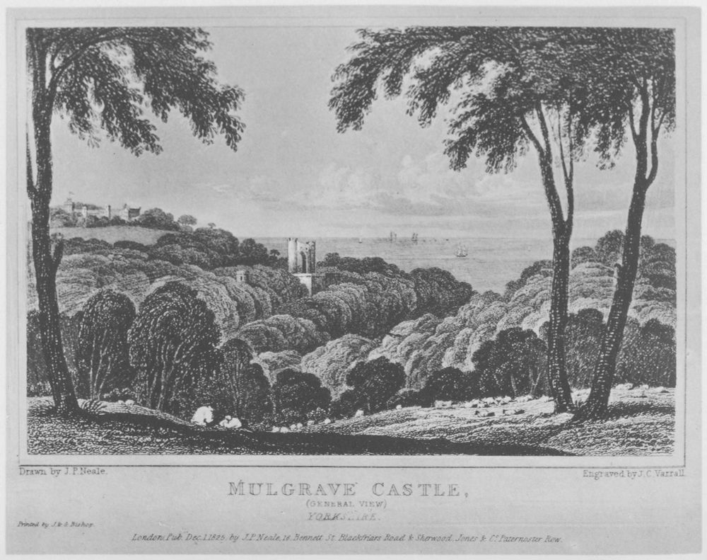 Print of Mulgrave Castle ruins in Mulgrave Woods, early 19th century