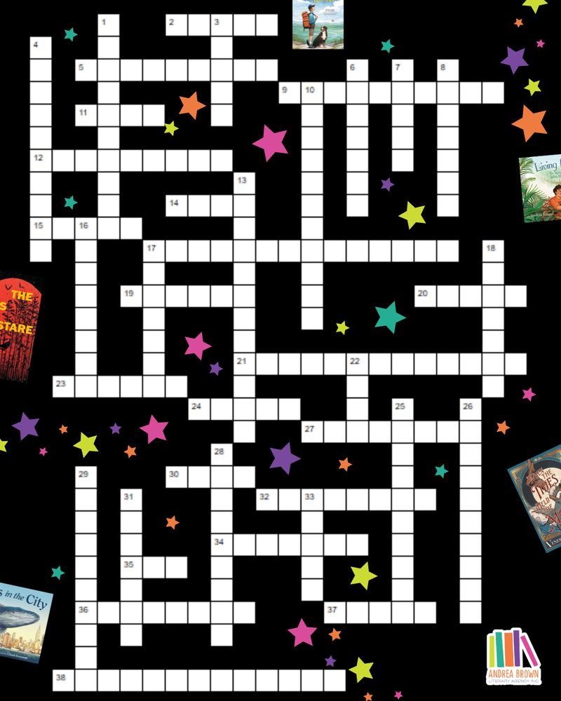 A crossword puzzle with 38 numbered clues on a black background