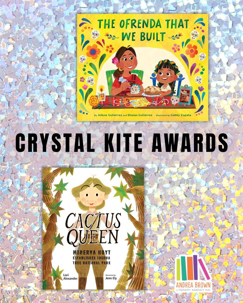 graphic with the covers of THE OFRENDA WE BUILT and CACTUS QUEEN on a glittery backgroud