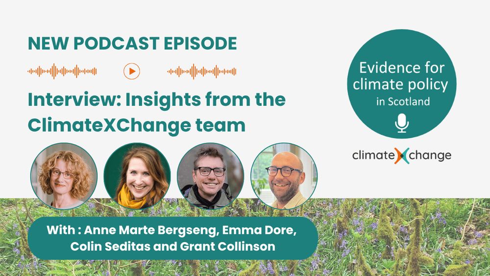 New podcast episode. Interview: Insights from ClimateXChange team with Anne Marte Bergsend, Emma Dore, Colin Seditas and Grant Collinson