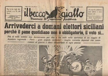 Scan of front page of 1920s Italian antifascist paper "il becco giallo" (Italian for "the yellow beak")