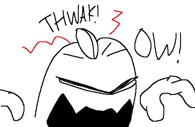 A coin landed on Red Impostor's head. 
(SFX: THWAK!)
Red Impostor: OW!