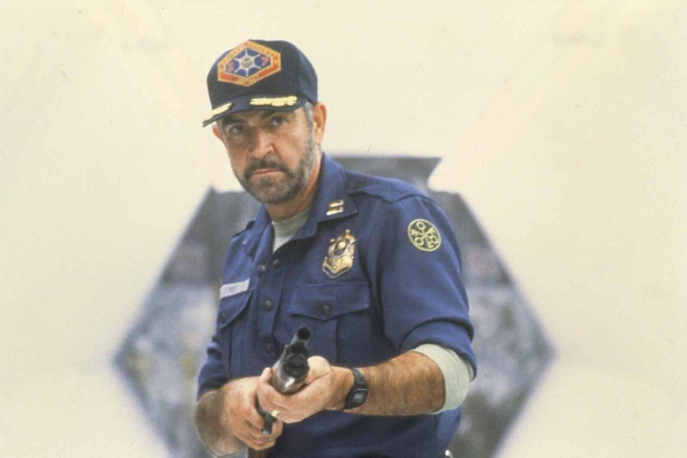 Sean Connery, shotguns, and space in this image from OUTLAND