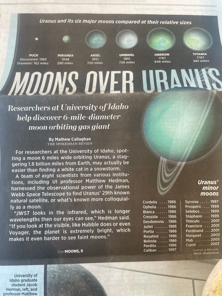New moon of uranus newspaper article