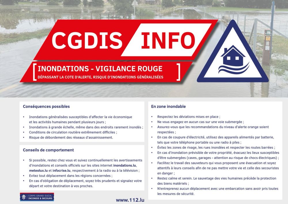 CGDIS INFO INONDATIONS VIGILANCE ROUGE