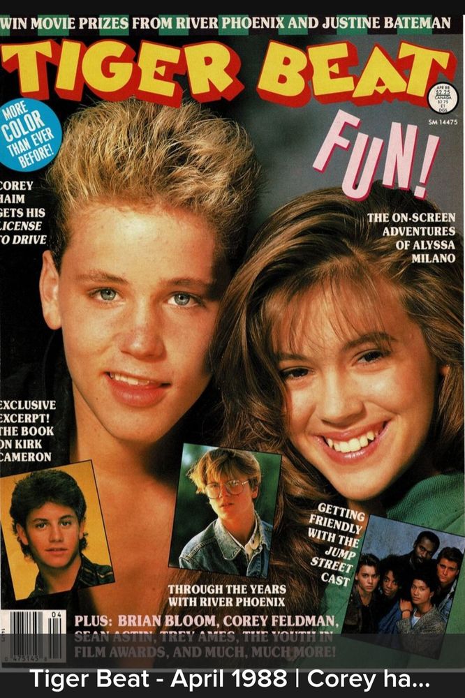 A 1998 Tiger Beat magazine cover with Corey Haim and Alyssa Milano 