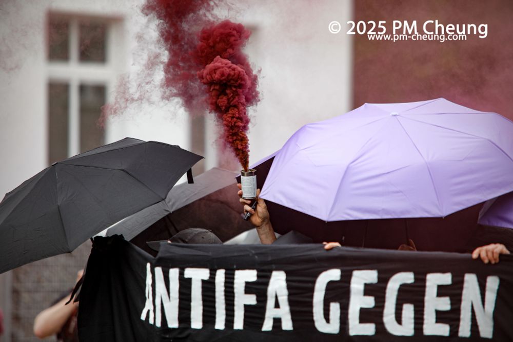 Während der Demonstration werden - zum Missfallen der Polizei - immer wieder Rauchtöpfe gezündet.