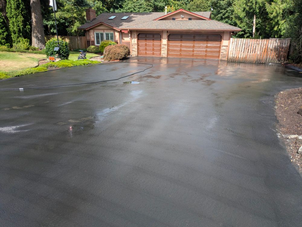 cleaned driveway. some gradation left by surface cleaner