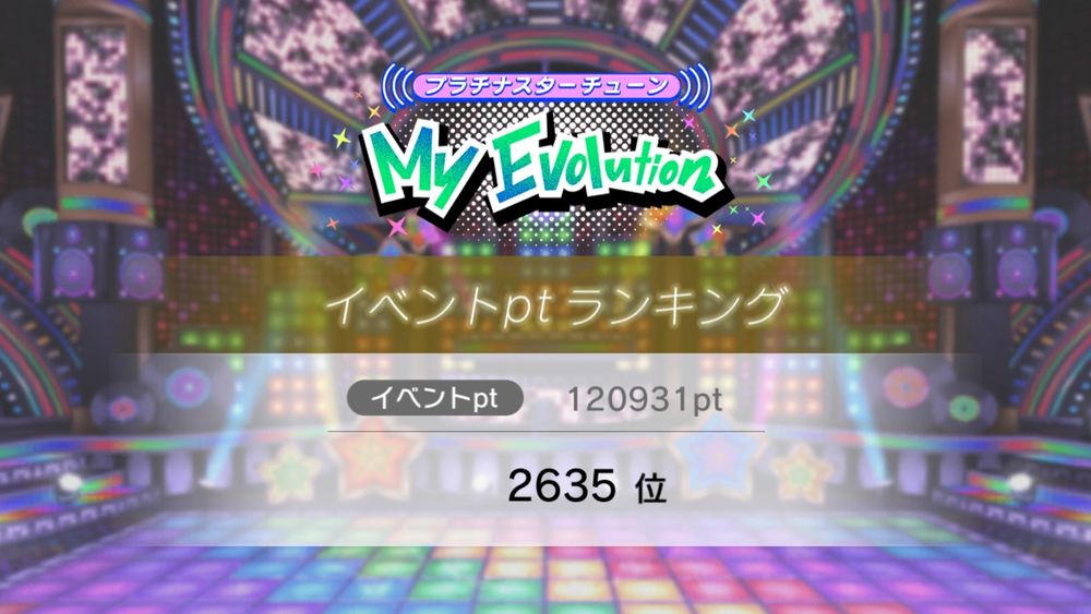ミリシたのイベントランキングが2635位のスクリーンショット