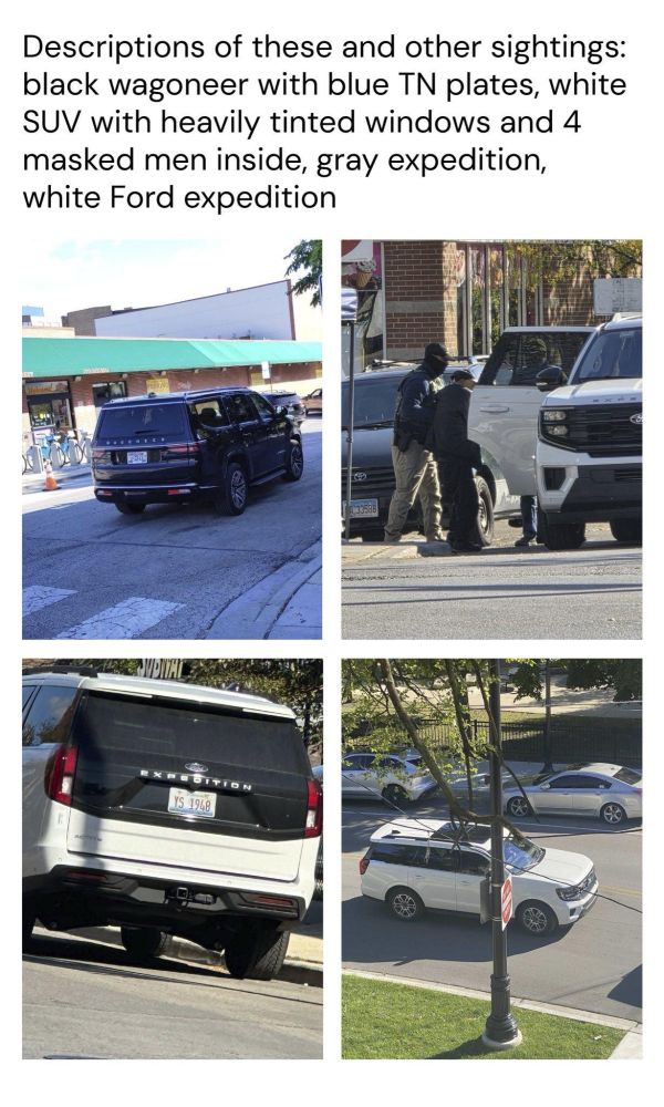 photos of vehicles identified or suspected to be involved in ICE activity in Rogers Park this morning.