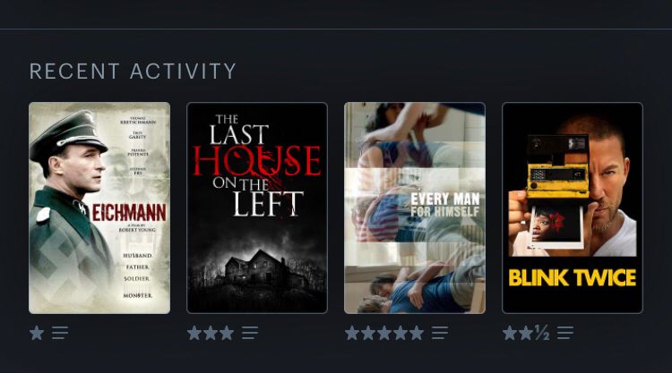 Eichmann; The Last House on the Left; Every Man For Himself; Blink Twice.