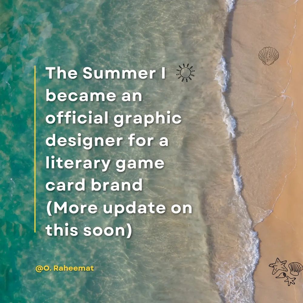 A beach with summer vibes and texts on screen