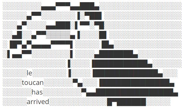 An image of ASCII art of a toucan with the words "le toucan has arrived."
Le toucan was a popular meme on Twitch in general and the first Path of Exile in particular, to the point where pasting it in the in-game public chat was automatically censored.