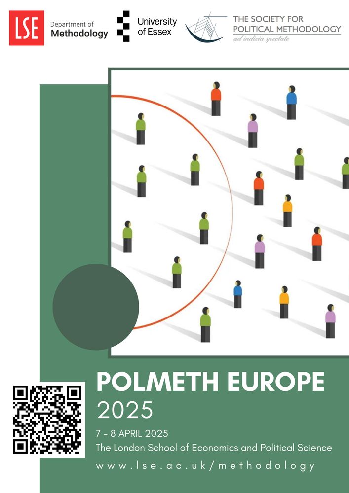 a poster reading 'Polmeth Europe 2025, 7-8 april 2025, the london school of economics and politicial science. www.lse.ac.uk/methodology'