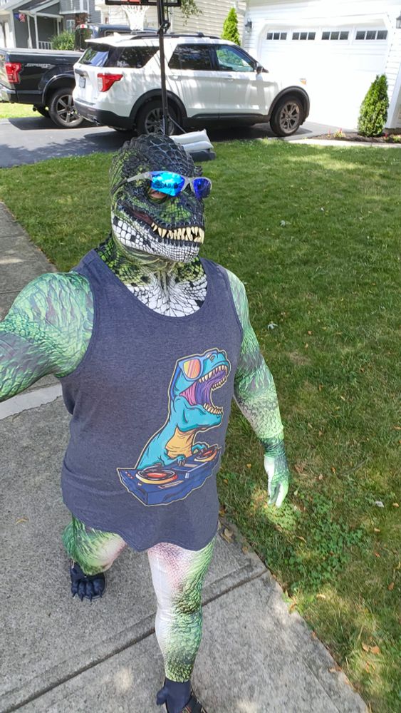 Dinosaur mascot walking