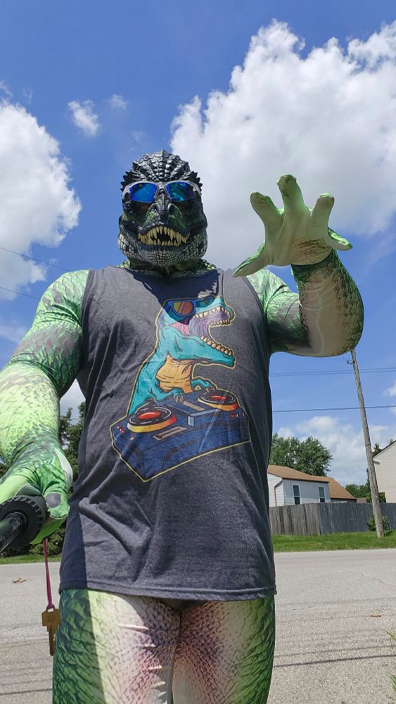 Dinosaur mascot roaring