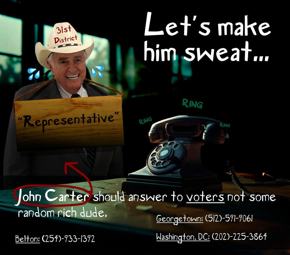 John Carter needs to be held accountable. Shane poster. Call his offices