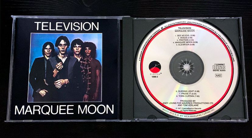 photo of compact disc and booklet for album “marquee moon” by television 