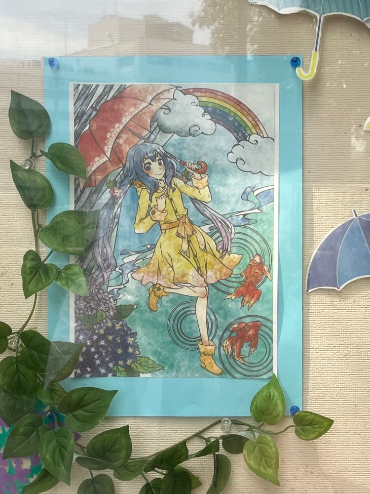 図書館に貼ってあったイラストが素敵だった。近所の学校の子が描いたのかな？