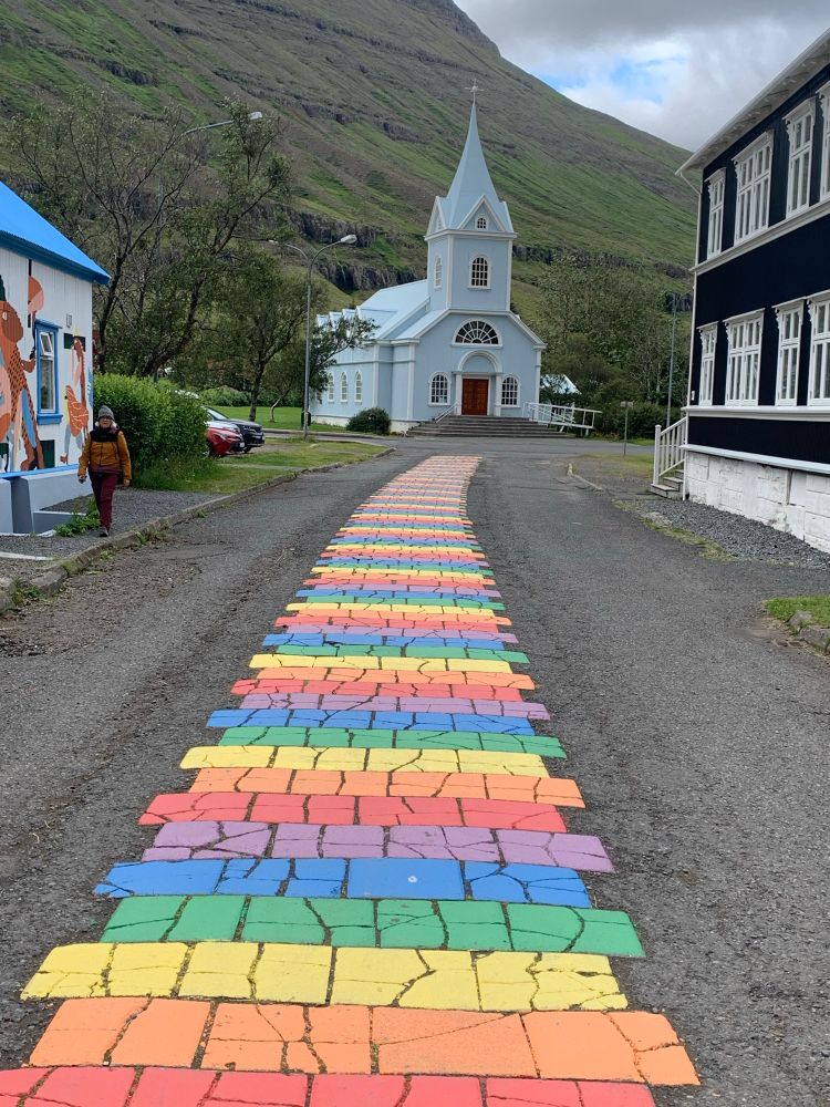 Rainbow street on the way to church 